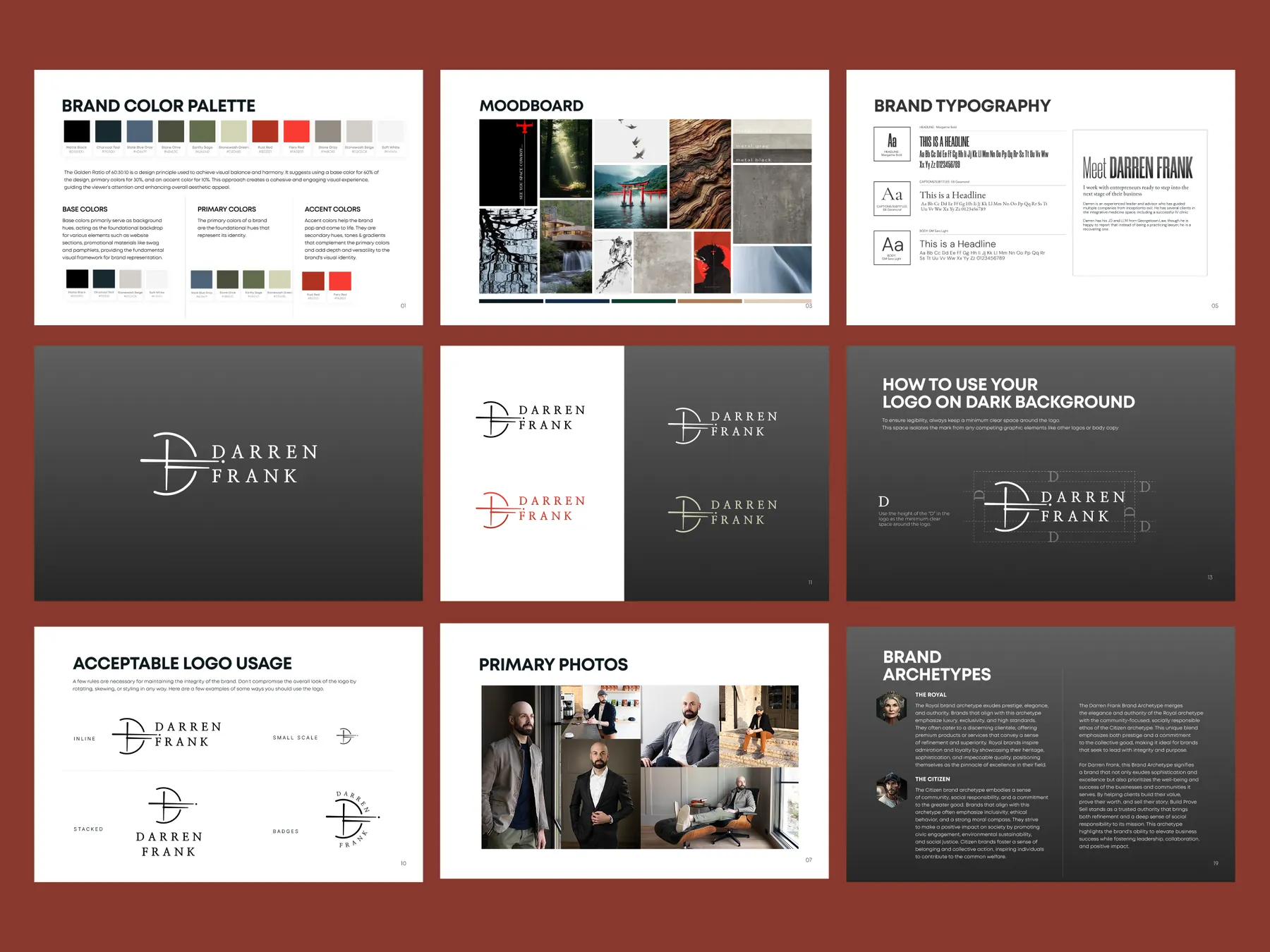 Brand identity for entrepreneur Darren Frank