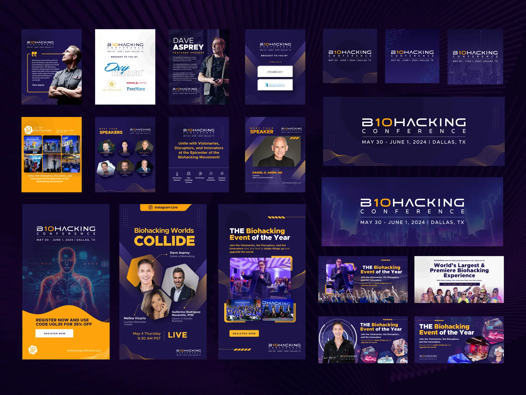 Social media and event graphics for the Biohacking Conference