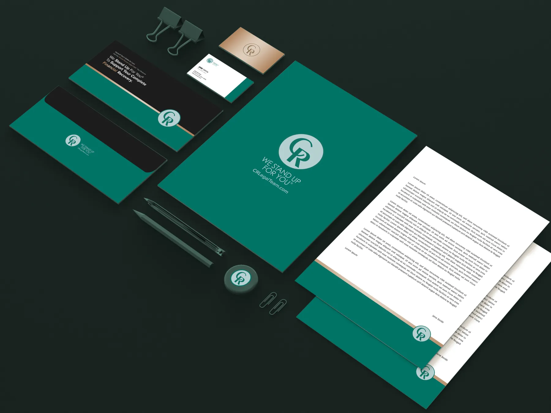 Stationery design for CR Legal Team