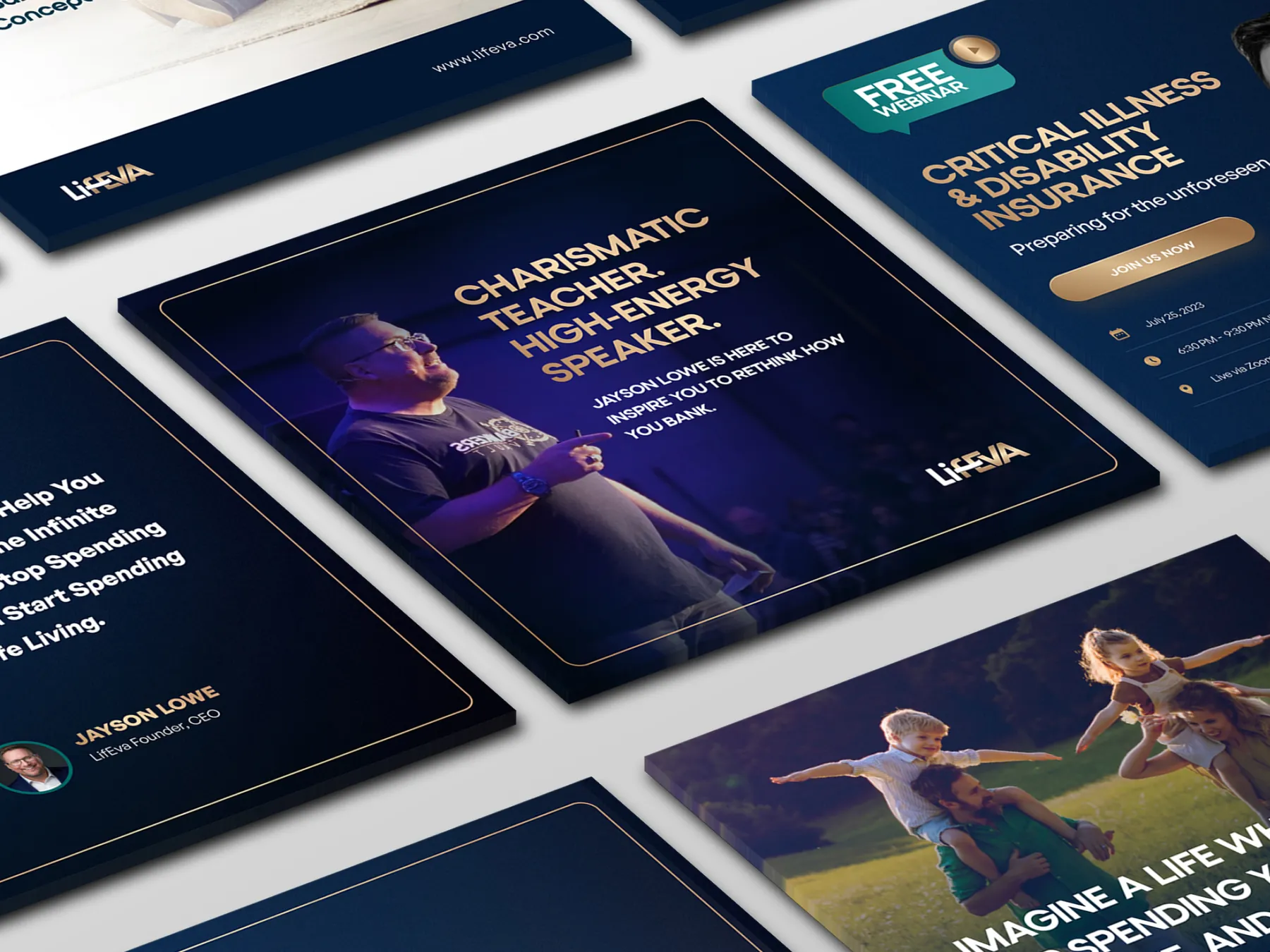 Social media designs for LifeEva, a family banking education company