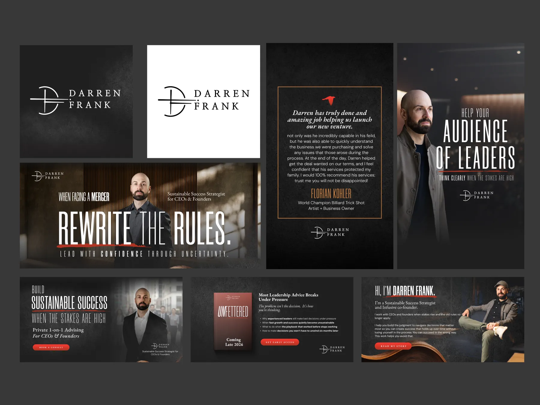 Social media designs for entrepreneur Darren Frank