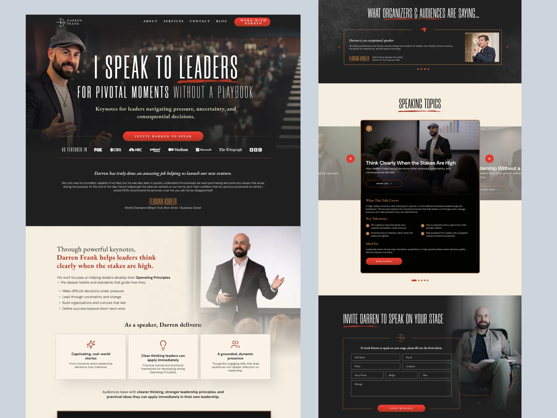 Website for entrepreneur and leadership speaker Darren Frank